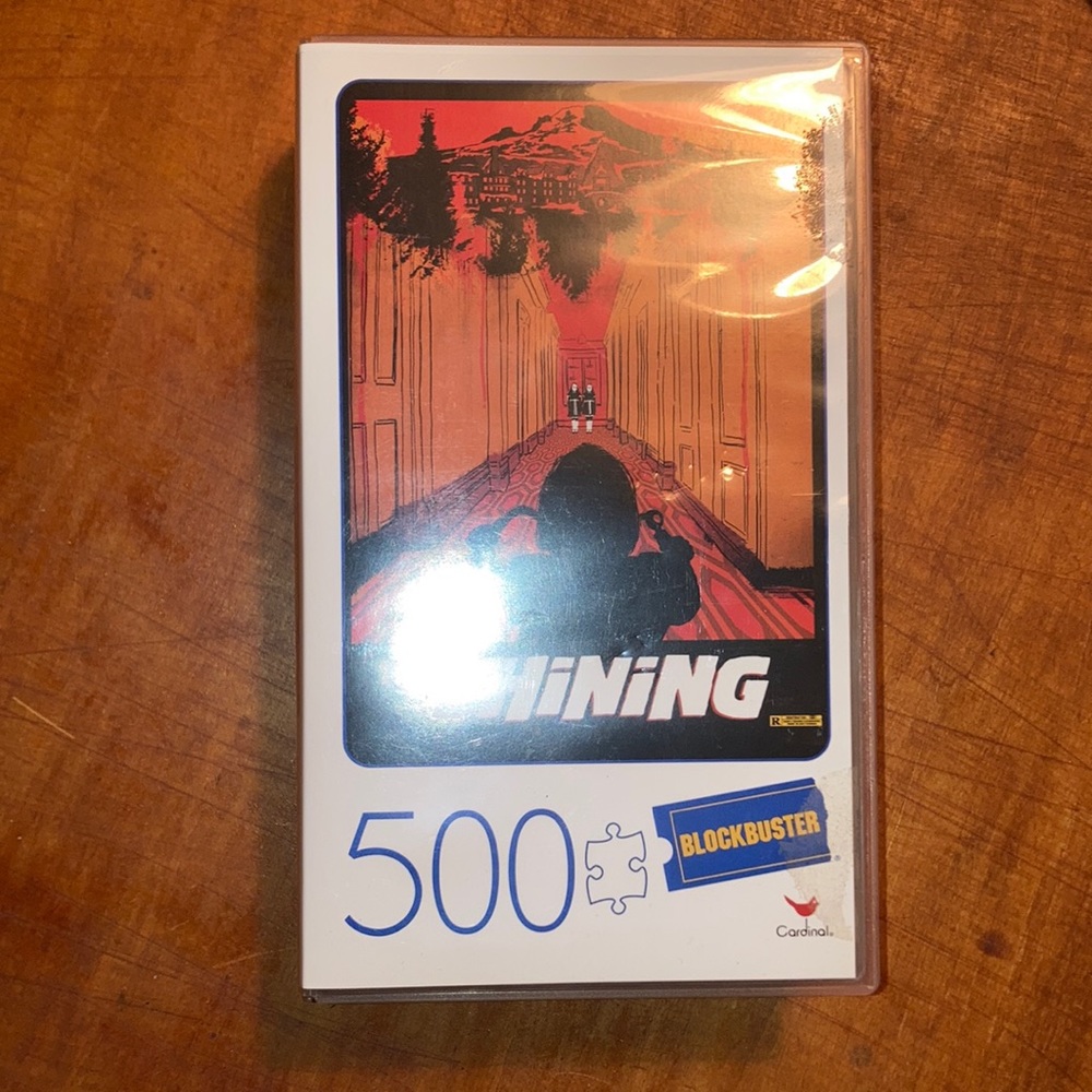🎃🧩 Cardinal Blockbuster The Shining VHS Case Puzzle Stephen King 500 Pieces 🎃